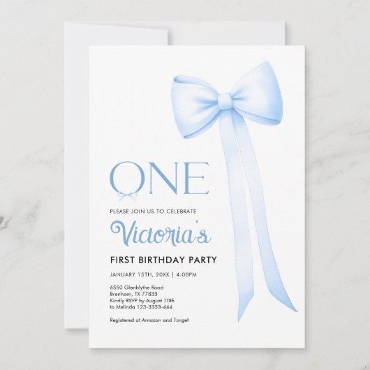 Première Invitation d'anniversaire, Blue Coquette  (Devant)