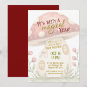 Première Invitation d'Anniversaire Champignon Magi (Devant / Derrière)