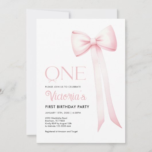 Première Invitation d'anniversaire, Coquette Rose  (Devant)