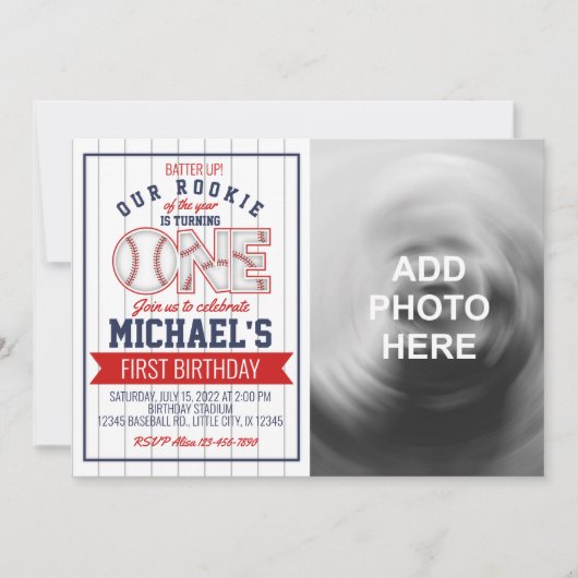 Première Invitation d'anniversaire de baseball ave (Devant)