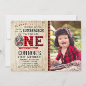 Première invitation d'anniversaire de bûcheron (Devant)