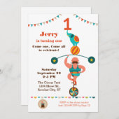 Première invitation d'anniversaire de cirque (Devant / Derrière)