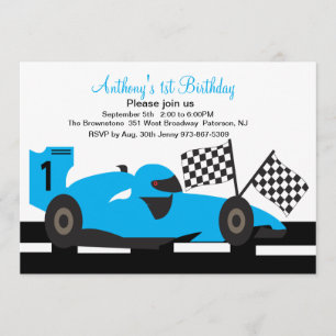 Première invitation d'anniversaire de course de