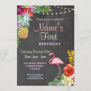 Première invitation d'anniversaire de Flamant rose