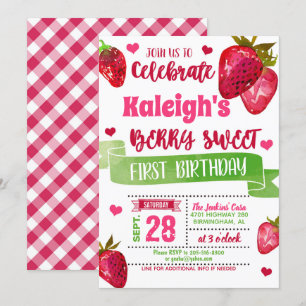 Première invitation d'anniversaire de fraise
