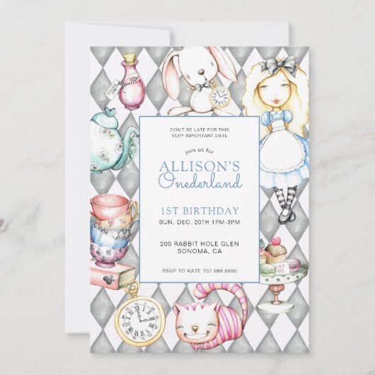 Première invitation d'anniversaire de la fille ONE (Devant)