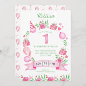 Première Invitation d'anniversaire de la fille ros (Devant / Derrière)