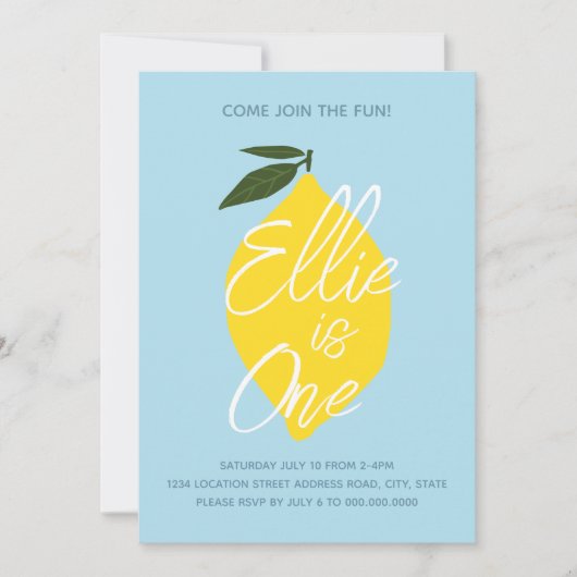 Première Invitation d'anniversaire de la limonade (Devant)