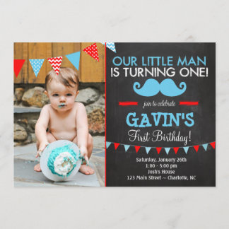 Première invitation d'anniversaire de moustache