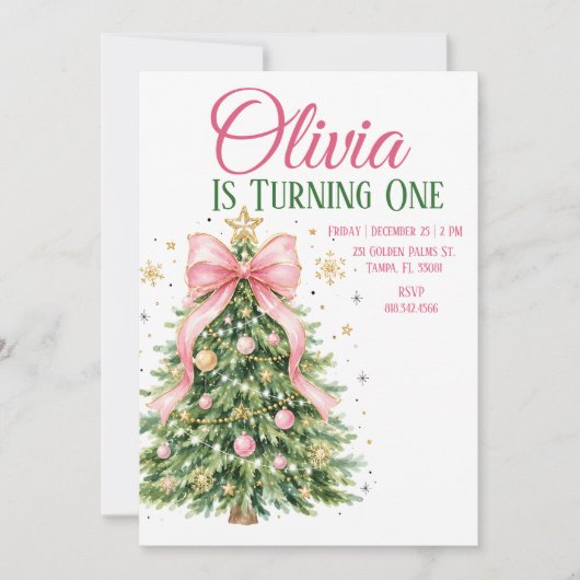 Première invitation d'anniversaire de Noël (Devant)