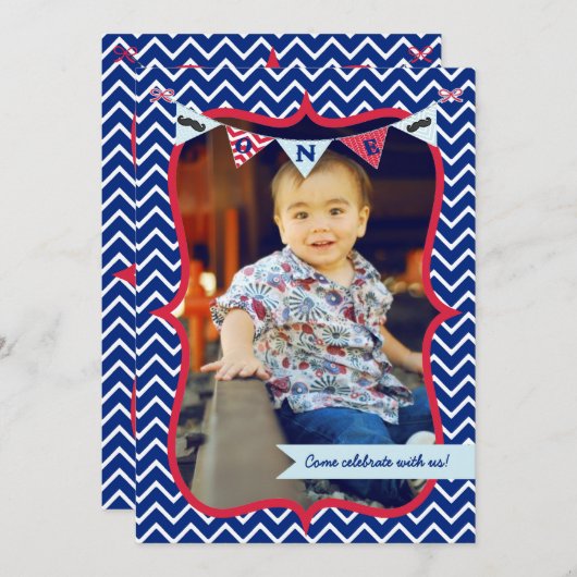 Première invitation d'anniversaire de petit (Devant / Derrière)