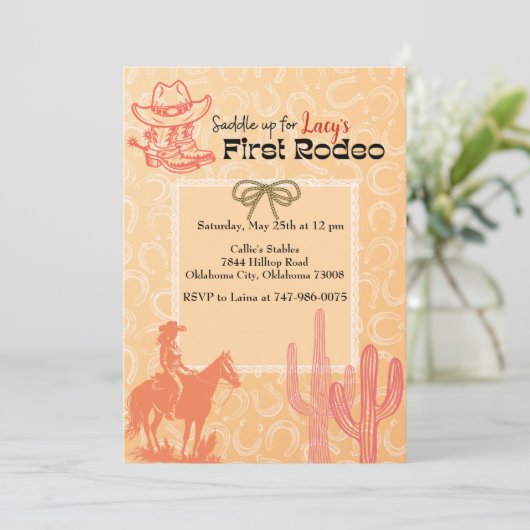 Première invitation d'anniversaire de rodéo (Debout devant)