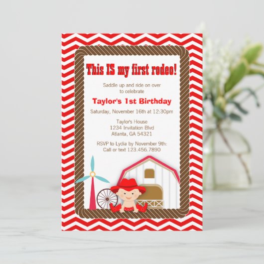 Première invitation d'anniversaire de rodéo (Debout devant)