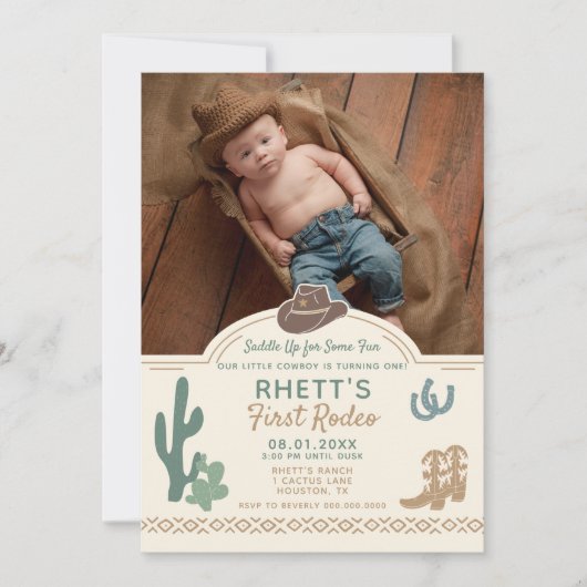 Première invitation d'anniversaire de rodéo (Devant)