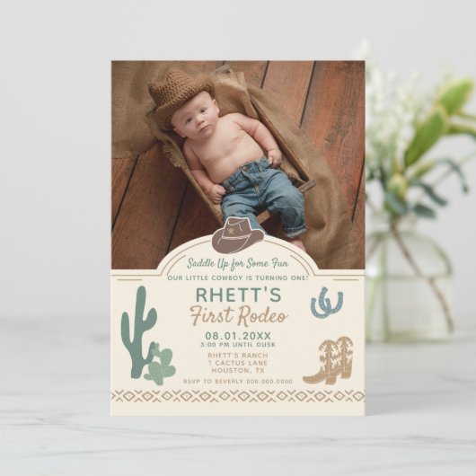 Première invitation d'anniversaire de rodéo (Debout devant)