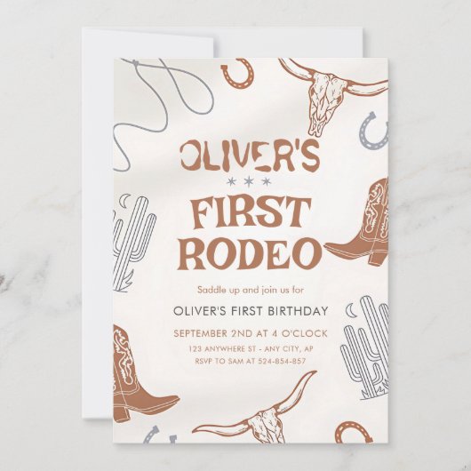 Première invitation d'anniversaire de rodéo pour g (Devant)