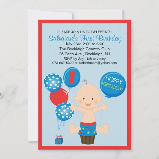 Première invitation d'anniversaire du Garçon de Br (Devant)