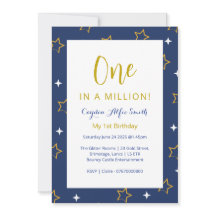 Première invitation d'anniversaire étoile bleue et