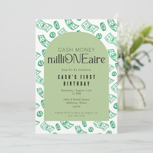 Première invitation d'anniversaire millionnaire (Debout devant)