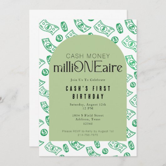 Première invitation d'anniversaire millionnaire (Devant / Derrière)