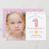 Première invitation de carte photo de beignet (Devant / Derrière)