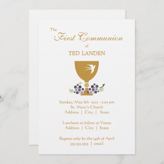Première invitation de communion (Devant / Derrière)