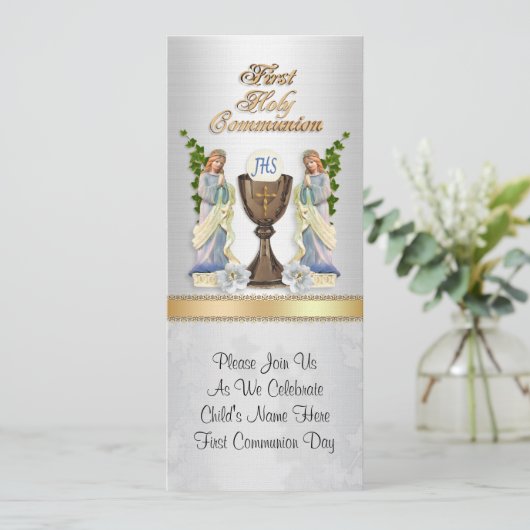 Première invitation de communion avec photo (Debout devant)