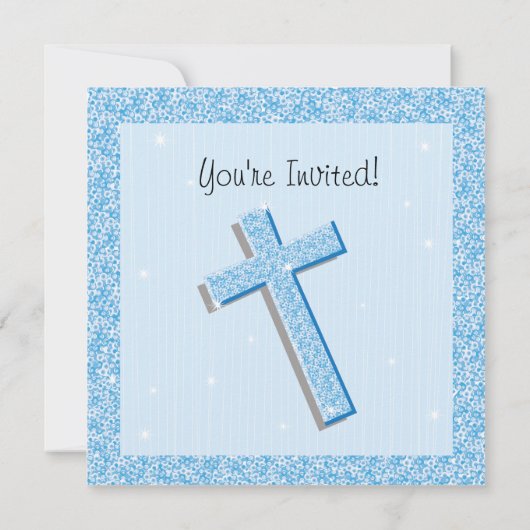 Première invitation de communion de bleu éclatant (Dos)