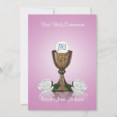 Première invitation de communion rose (Devant)