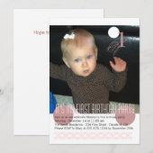 Première invitation de fête d'anniversaire de bébé (Devant / Derrière)