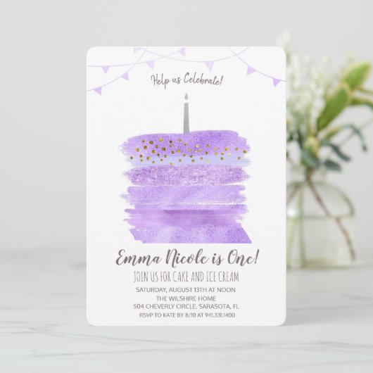 Première invitation de gâteau d'anniversaire (Debout devant)
