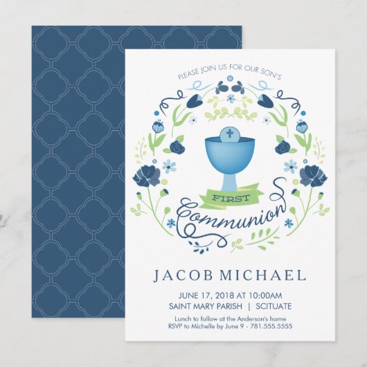 Première Invitation de la Communion Carte Invitati (Devant / Derrière)