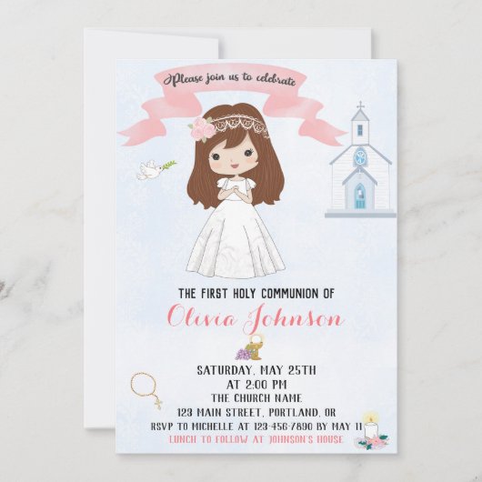 Première invitation de la Communion Fille confirma (Devant)