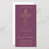 Première Invitation de la Communion - Or, Élégant (Devant / Derrière)