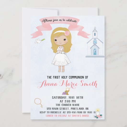 Première invitation de la Sainte Communion invitat (Devant)