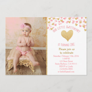 Première invitation de photo d'anniversaire de