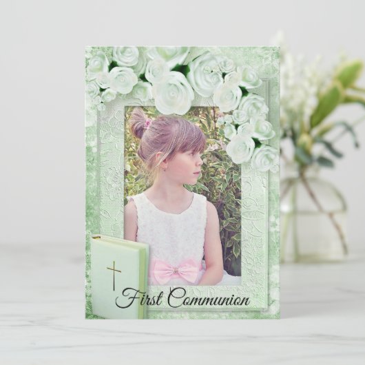 Première invitation de photo de communion (Debout devant)