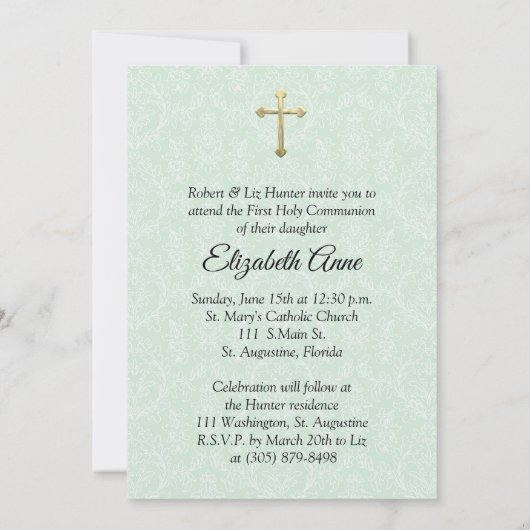 Première invitation de photo de communion (Dos)