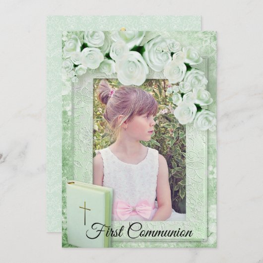 Première invitation de photo de communion (Devant / Derrière)