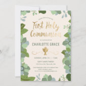 Première invitation de sainte communion, florale (Devant)