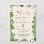 Première invitation de sainte communion, florale (Devant / Derrière)