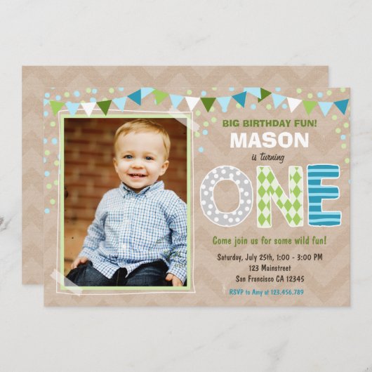 Première invitation de tableau d'anniversaire de (Devant / Derrière)