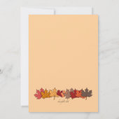 Première invitation de Thanksgiving (Dos)