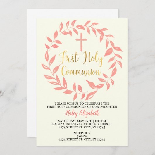 PREMIÈRE INVITATION SAINTE À LA COMMUNION (Devant / Derrière)