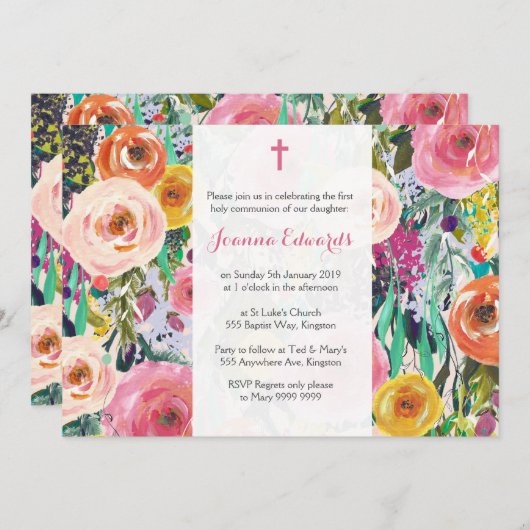 Première invitations personnalisés par communion (Devant / Derrière)