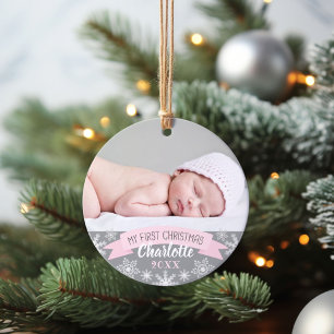 Première lumière de Noël Bébé Fille Rose Photo