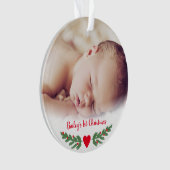 Première Noël de bébé Branche de houx Baies Photo (devant)