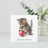 Première Noël de bébé Carte de vœux de vacances av (Debout devant)