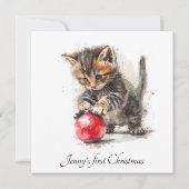 Première Noël de bébé Carte de vœux de vacances av (Devant)