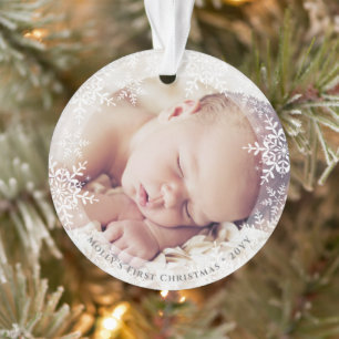 Première Noël de bébé Élégants flocons de neige Ph